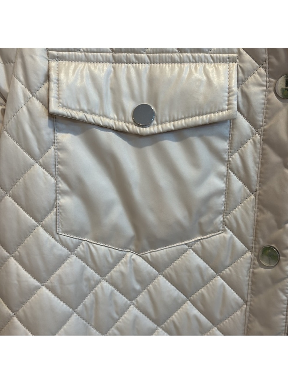 TREASURE & BOND • Beautiful Quilted Cream Off-White Button-Front Car Coat - Picture 7 of 8